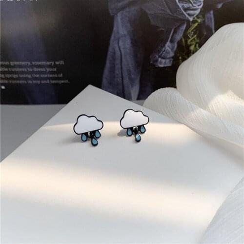 Female White Clouds Blue Stud Earrings Simple Cartoon Stud Earrings For Women Fashion Woman Stud Earrings Jewelry Wholesale