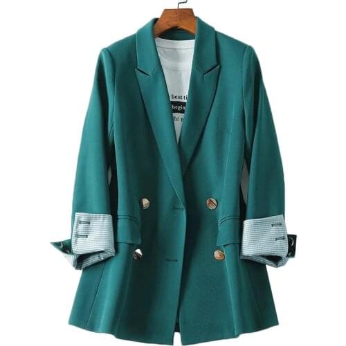 2021 Blazer for Woman Spring Autumn Blazer Double Breasted Jackets Ladies Business Office Suit Jackets Plus Size 4XL Chic Tops