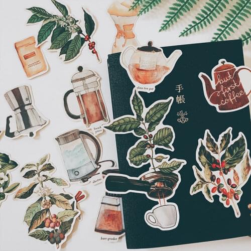 14PCS Coffee soul Stickers Crafts And Scrapbooking stickers book Student label Decorative sticker DIY Stationery