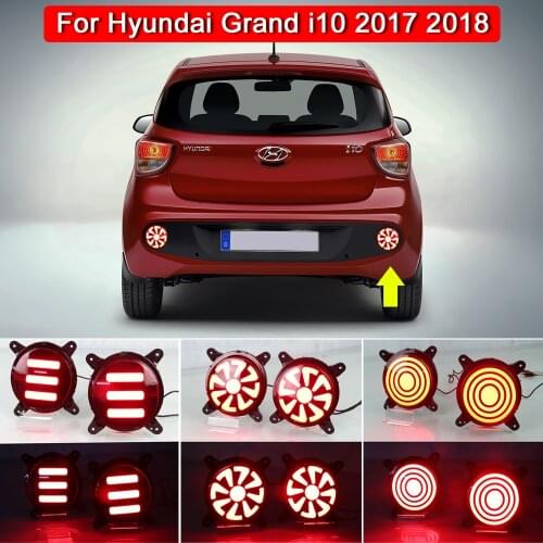2PCS For Hyunda Grand I10 2017 2018 LED Rear Bumper Reflector Lamp Function is LED Driving Light And Braking Light