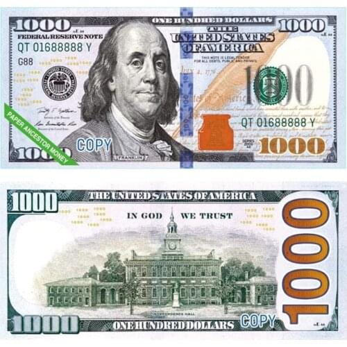 400pcs Paper Heaven Hell Bank Notes Currency Prop Ancestor Money Dollar (US.1000) Feng Shui Birthdays Memento Good Luck