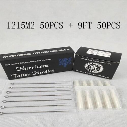 Tattoo Needles Tips (15M2+9FT) 50pcs Disposable Sterile Tattoo Needle with 50pcs Disposable Tattoo Tips in King Tattoo Store