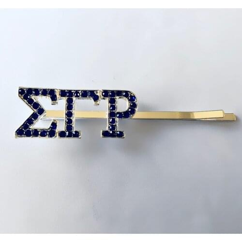 Shiny rhinestone inlaid greek letter SIGMA GAMMA RHO metal hair pain for best sorority society jewelry hair clip