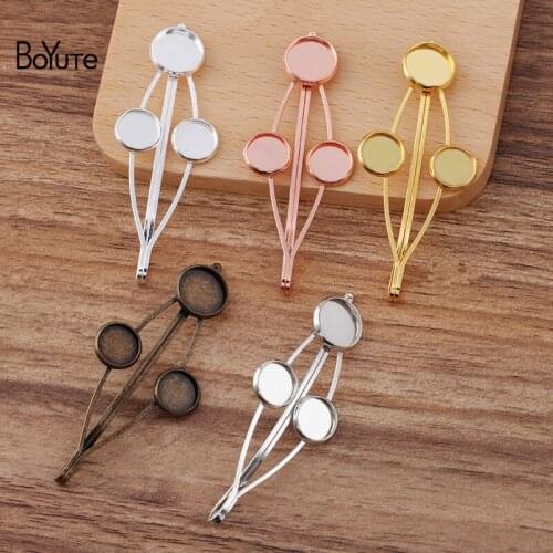BoYuTe (20 Pieces/Lot) 12MM 16MM Cabochon Base Hairpin Blank Settings Factory Direct Sale Diy Hair Accessories Materials