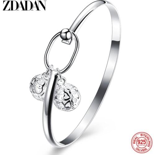 ZDADAN 925 Sterling Silver The Spherical Buckle Bracelet&Bangle For Women Anniversary Jewelry Party Gift