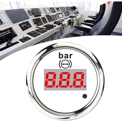 52mm Digital Air Pressure Gauge 0-10 Bar Universal Stainless Steel Meter Indicator Red Backlight with Alarm