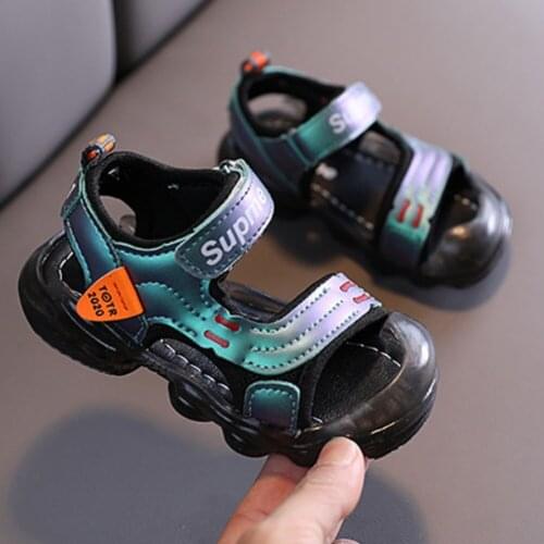 Kids Summer Sandals Sports Leisure Sneakers Letters Laser Trend Flat Shoes Non-slip Breathable Sandals Boys