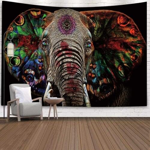 Simsant Psychedelic Elephants Tapestry Hippie Mandala Animal Art Wall Hanging Tapestries for Living Room Home Dorm Decor