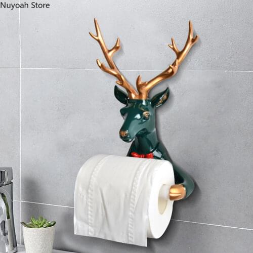 Creative Elk Tissue Holder Bathroom Decoration Accessories Free Punching Tissue Box Rack European Luxury Bathroom Supplies