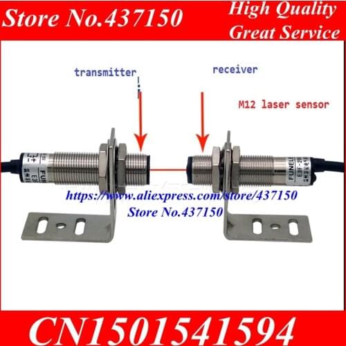 M12 Laser photoelectric sensor visible light on the laser beam to the NPN measure distance 30m DC5V