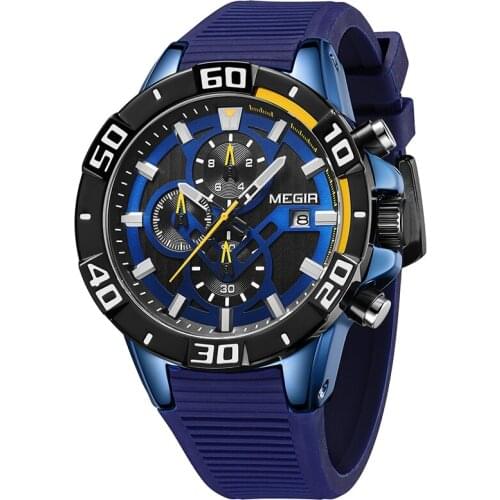 MEGIR Top Brand Mens Fashion Sport Watches Man Silicone Military Waterproof Watch Men Quartz Analog Date Clock Relogio Masculin