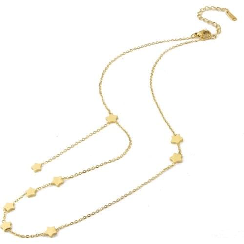 Fashion Classic Stainless Steel Nine Five-pointed Star Pendant Necklace For Women Love Gifts Jewelry Wholesale