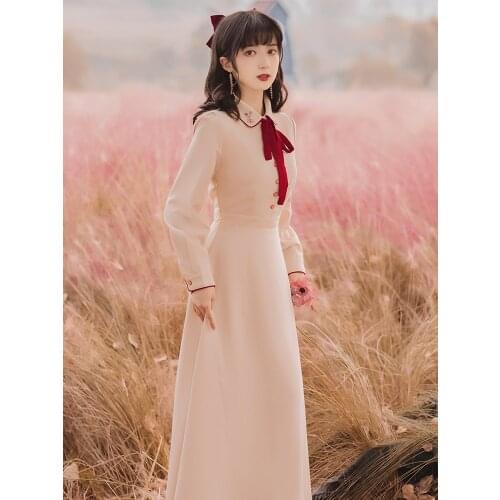 2020 new fashion womens clothing Solid Full Vintage dress for women dresses