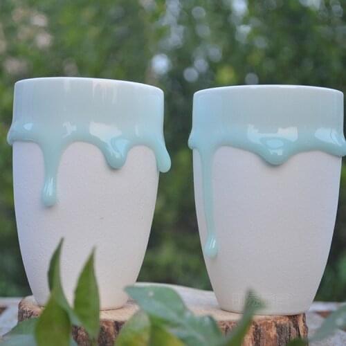 New Arrival Handmade Creative Ceramic Flowing Glaze Craft Mug Porcelain Tea Cups Nespresso Espresso Coffee mugs Zakka milk cup