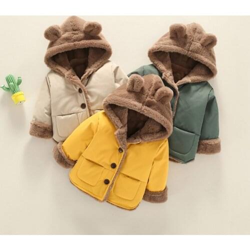 Thick Warm Kids Coats 2021 New Autumn Winter Hooded Velvet Outwear Jackets Lovely Baby Boys Girls Cartoon Coat Children Clothes