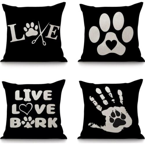 4 Style I Love Dog Dogs Cushion Throw Pillows Oil Paint LOVE Heart Pillowcase 45*45cm Thin Linen Cotton Bedroom Sofa Decoration
