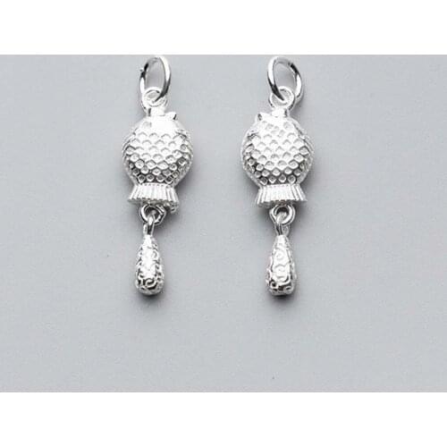 925 Sterling Silver Fashion Fish Tassel Charms Women Necklace Dangle Earrings Pendants DIY Jewelry Making Silver Decoration