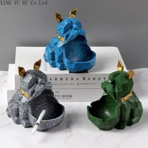 Nordic Portable Ashtray Cute Ashtray Creative Household Living Room Resin Geometric Dog Ashtray Decoration Accessories Ash Tray