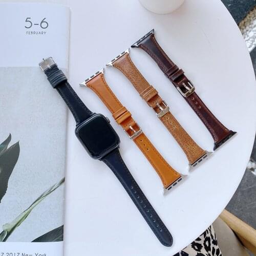 Leather Watchband for Apple Watch Band 44mm 42mm 40mm 38mm Bracelet Smart Accessories iwatch series 2 3 4 5 6 Strap Replacement