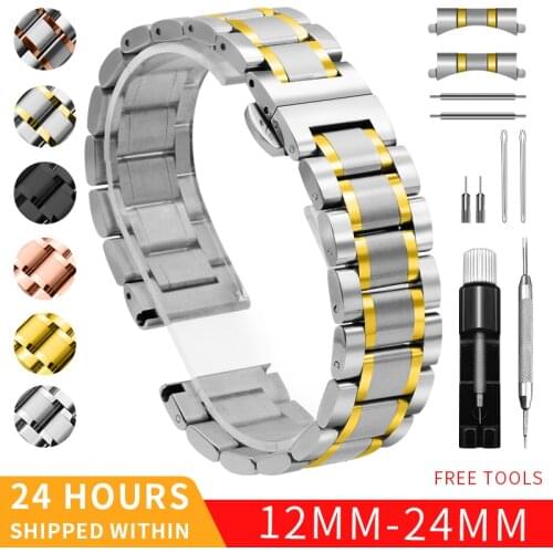 Metal watchband 12mm 13mm 14mm 15mm 16mm 17mm 18mm 20mm 21mm 22mm 23mm 24mm watch stainless steel replacement watch strap