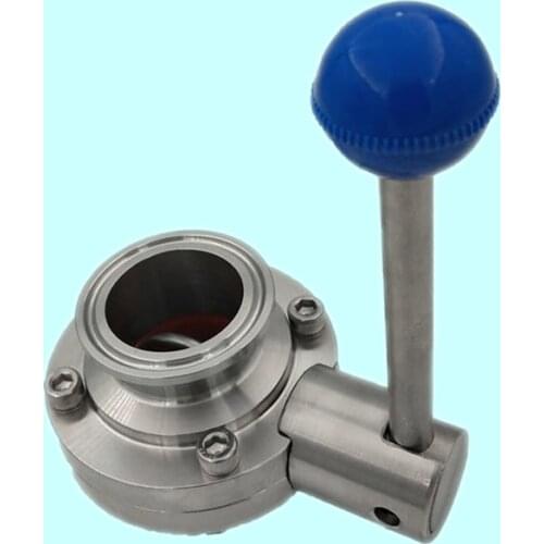 Sanitary Grade SS304 Butterfly Valve Tri Clamp Butterfly Valve Quick Installation fit Pipe OD 19-63mm