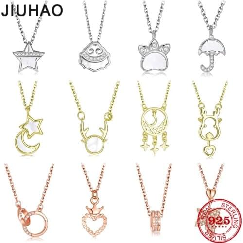 Silver 925 Jewelry Gold Color 3 Colors Rose Gold Exquisite Connected Round Couple Love Pendant Necklaces for Women Jewelry Gift