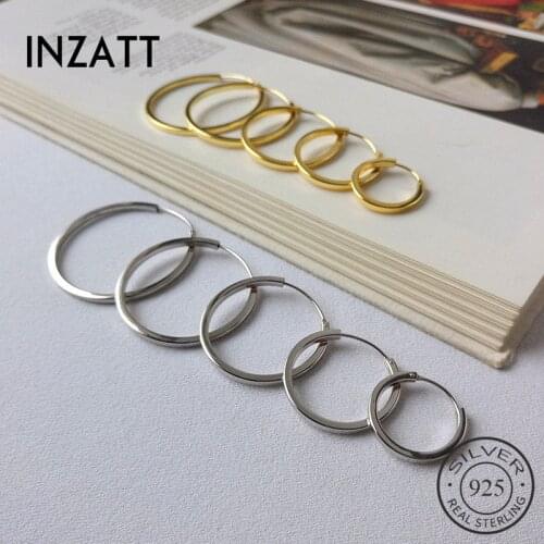 INZATT Real 925 Sterling Silver Minimalist Hoop Earrings For Fashion Women Party Geometric Fine Jewelry 2019 Accessories Gift