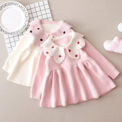 Autumn Winter Sweet Girls Dress Doll Collar Water Velvet Children Pullover Dresses Long Sleeve Warm Kids Shirt Dresses 12M-5T