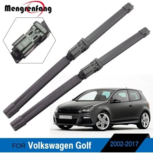 Car Soft Rubber Wiper Blades Front Windscreen Wiper Side Pin & Push Button Arms 2 Pieces For Volkswagen Golf 2002-2017