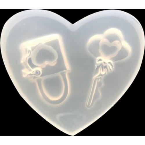 69HB Silicone Mold DIY Jewelry Making Epoxy Resin Key Lock Heart Shaped Mirror Decoration Handmade Ornament Pendant Necklace