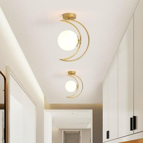 Nordic entrance lamp modern Gold Moon light hall corridor cloakroom balcony bathroom lamps luxury aisle ceiling lights LB40707