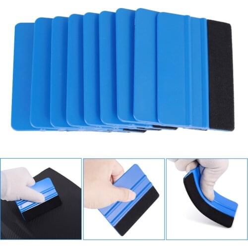 10pcs Blue Scraper Squeegee Felt Edge Car Decals Vinyl Wrapping Tint Tools For Car Accessories Automobiles Cleaning Tools