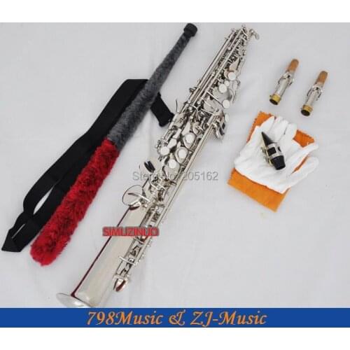 Silver Plated Soprano Saxophone Bb key to High F key and G key-2 Neckes