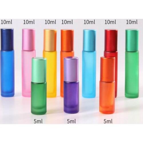 Candy Color Mini 5/10 ml ROLL ON GLASS BOTTLE For Fragrances ESSENTIAL OILS Stainless Steel Roller Ball