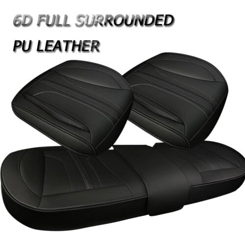 Universal 3 PCS SET Black Color PU Leather Deluxe Car Cover Seat Protector Cushion Front + Rear Seat Covers