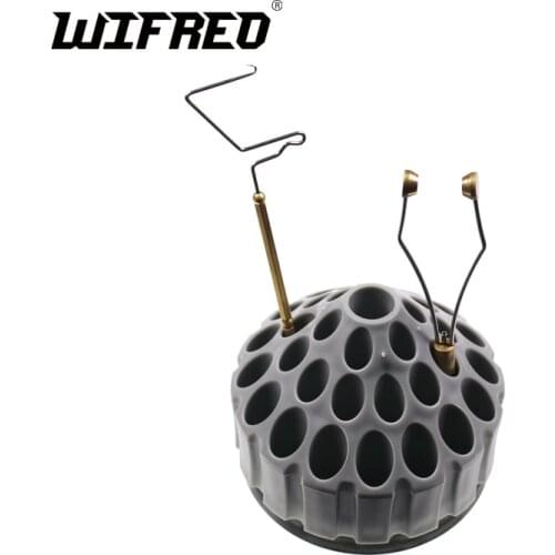 Wifreo 10.2*8cm Rotating Fly Tying Tools Organizer Stand Station with 34 Storage Holes Needle Storage Tool Rotated Boxes for DIY