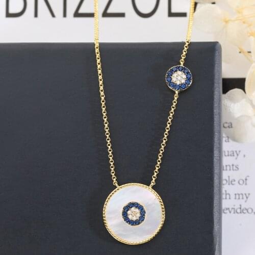 Lucky Eye Shell Round Necklaces Womens Simple Adjustable Collarbone Statement Necklace Zirconia Collier Femme 2020 Zk30