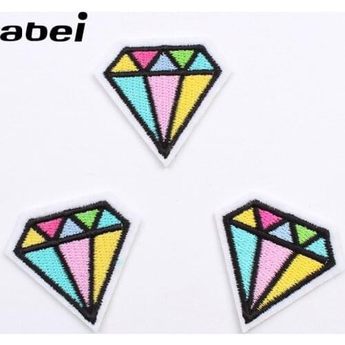 10pcs/lot Cartoon Diamond Patch Iron On Fabric Appliques for Sweater Coats Jeans Stickers DIY Garment Badge Garment Accessories