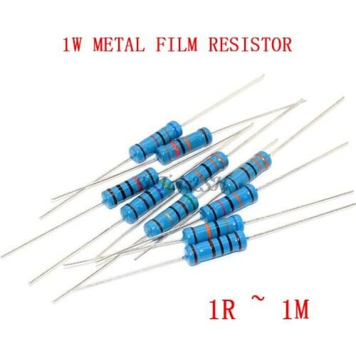 20pcs 1W Metal film resistor 1% 1R ~ 1M 2R 10R 22R 47R 100R 330R 1K 4.7K 10K 22K 47K 100K 330K 470K 1 2 10 22 47 100 330 ohm