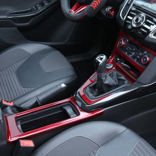 3Pcs/Set ABS Red Gear panel canholder cup holder Special Modified Decorative Cover case For Ford Focus 3 4 mk3 4 2015-2017
