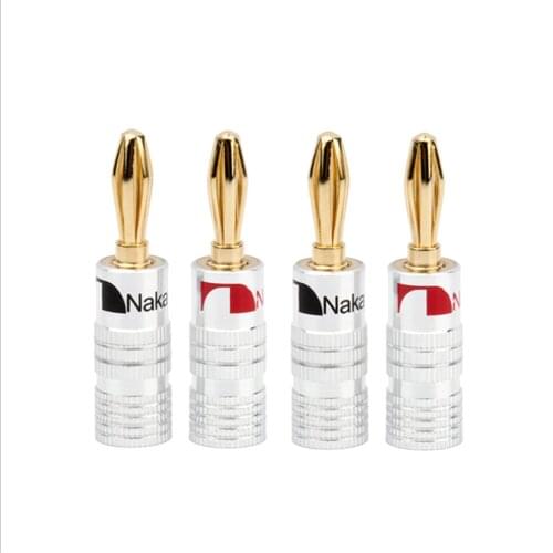 4pcs/2pair Nakamichi Banana Plug Straight Pre Amplifier 24K Gold Plated 4MM Connector Screw Lock Audio Jack Speaker Black Red