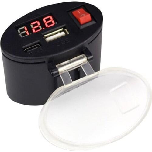 5-32V Universal Waterproof Motorcycle 2 in 1 Car USB port charger Port Adapter and red LED voltmeter mobile phone accessories