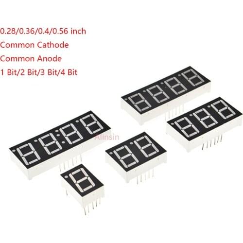 5PCS 0.28/0.36/0.4/0.56 inch 0.36inch 7 Segment 1/2/3/4 bit Red Digital Tube Common Cathode/Anode LED Digit Display 1bit/2bit