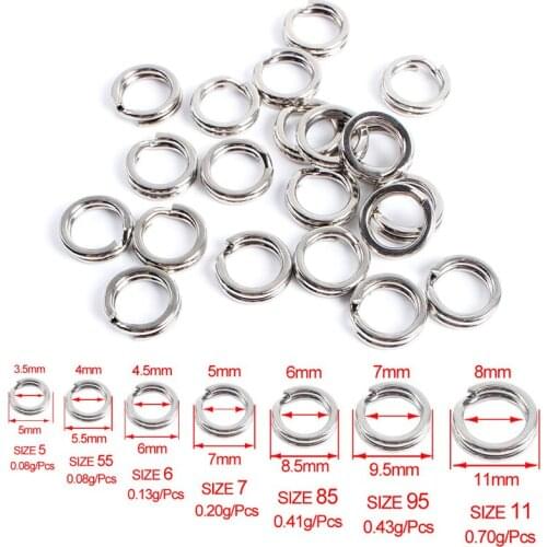 50Pcs Stainless Steel Fishing Lures Double Loop Rotary Connector Fish Line Loss Prevention Ring Carp Fishing Accessory Tools