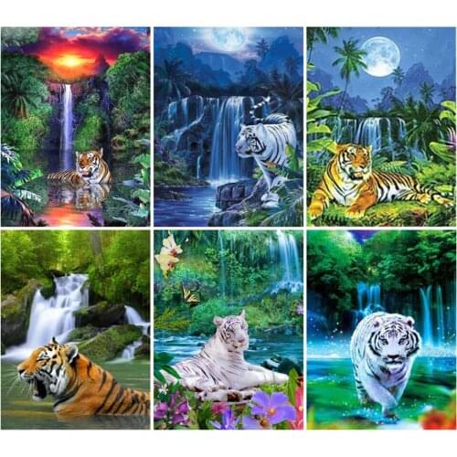 Tiger Diamond Painting 5d Animal Cross Stitch Full Square/Round Drill Diamond Embroidery Waterfall Mosaic Home Decor
