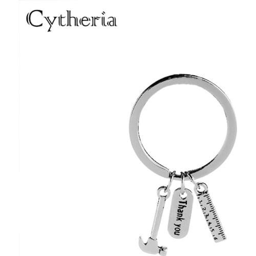 Hammer Keychains boyfriend ruler Keyring thank you dog tag Key Holder for men car Key ring Finder fathers day gift for daddy BF