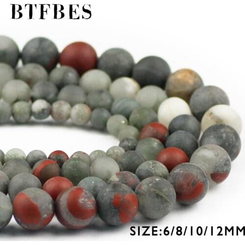 BTFBES Matte Natural Bloodstone Stone Beads Red Ball 6 8 10 12mm Round Blood Stone Loose Beads for Jewelry Making Bracelet DIY