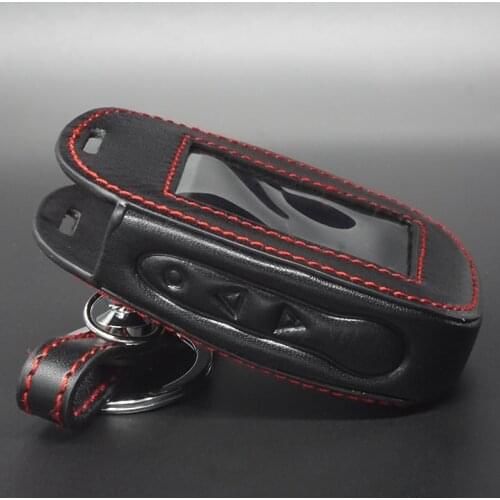 New B92 Genuine Leather Case For Starline B92 B62 B64 B95 Car alarm Remote Controller LCD Keychain Key Cover Free Shipping