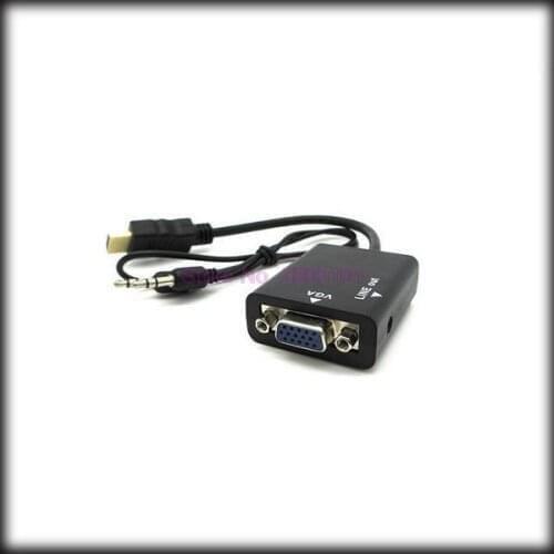 By dhl or ems 500 pcs 2015 HDMI Male to VGA 720P/1080i/1080P Converter Adapter With Audio USB Cable for PC