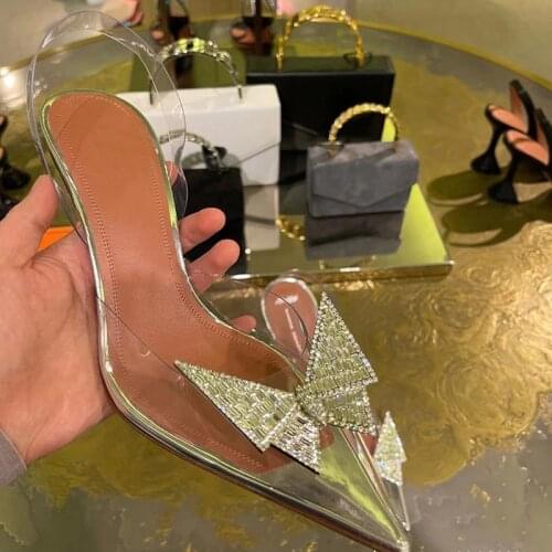 Designer Women High Heels Thin Heels Transparent Jelly Shoes Bow Women Sandals Luxury Party Women Dress Shoes Chaussure Femme